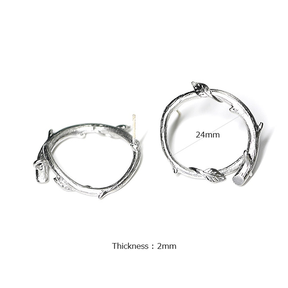 出售[1對] 925雕花內芯！精緻逼真的樹枝狀圓形925純銀耳環，可以裝 第3張的照片