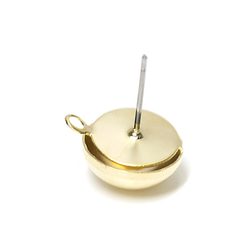 全新[1對]鈦芯！半球形12mm泥金罐的輕巧黃銅耳環 第3張的照片