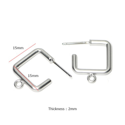再次上架【1對】鈦芯！約15mm方形泥銀耳環帶罐 第3張的照片