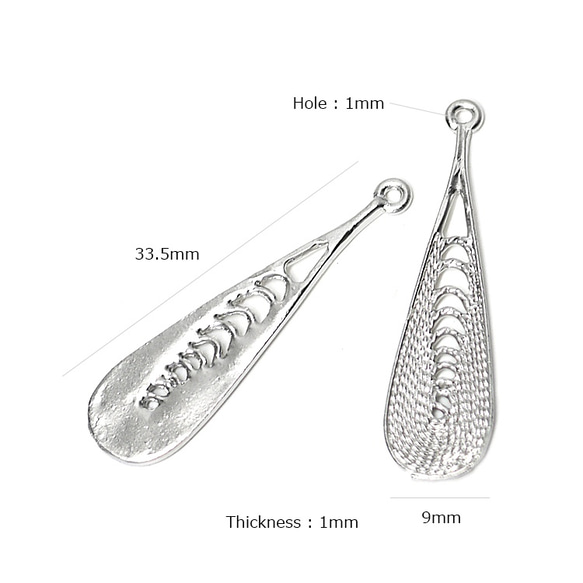 出售[4件]纖細且纖巧的約33mm絲質水滴狀瘋銀吊墜，吊墜 第3張的照片