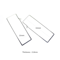 新作【1對】精緻耐用的黃銅製成！約61毫米長方形銀鉤耳環，零件 第4張的照片