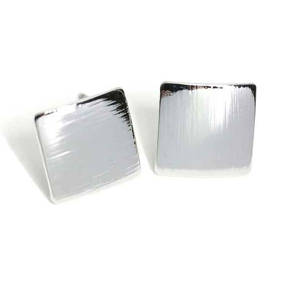 出售[1對]鈦芯！簡單的13毫米方形銀色無環耳環，零件 第2張的照片