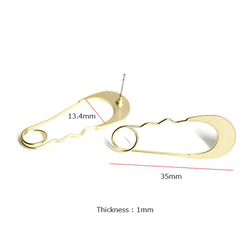 新[1對]鈦芯！啞光金色固定針Stall Pin圖案耳環 第4張的照片