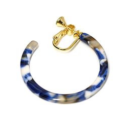 出售[1對]藏青色纖維素纖維素圈形耳環，零件 第2張的照片