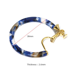 出售[1對]藏青色纖維素纖維素圈形耳環，零件 第4張的照片