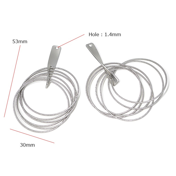 新作品【2件】大擺動約53毫米六圈瘋狂銀飾，零件 第3張的照片