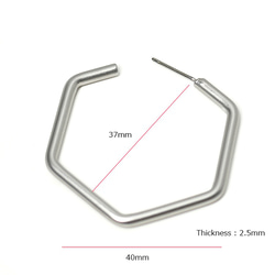 新作【1對】鈦芯！瘋狂的銀色大燈泡約37毫米六角形耳環，零件 第5張的照片
