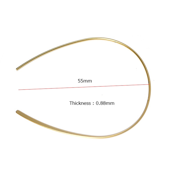 新作【1對】精緻耐用的黃銅製成！大尺寸約51毫米U形黃色土墩金箍鉤耳環，零件 第4張的照片