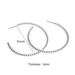 再販【1ペア】チタン芯！大ぶり！51mmバブルバブル光沢シルバーフープピアス NF 4枚目の画像