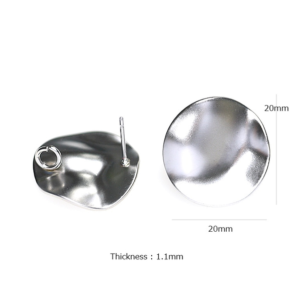 全新[1對]鈦芯！ 20mm Curve Circle Motif啞光銀罐耳環，零件 第4張的照片