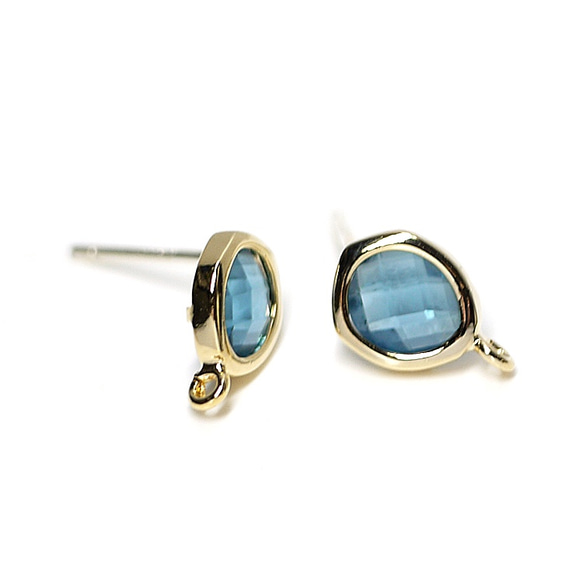 新款【1對】925沖壓芯！寶藍色玻璃耳環與不規則形狀的金罐，調查結果 第1張的照片