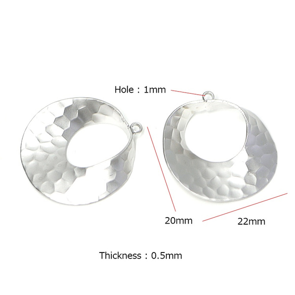 新作品【2件進入】泥質銀飾錘子大約20毫米圓形飾物，零件 第3張的照片