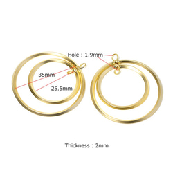 新品 [2 件] 大號雙圈形瘋狂金飾物，帶環和零件 第3張的照片