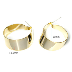 全新[1對]正品SV 925核心！閃亮的金色約29毫米優雅優雅的絲帶曲線耳環，零件 第4張的照片