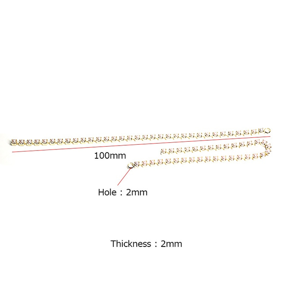 新[4件]約100毫米珍珠鍊厚度約2毫米金鍊魅力，零件 第1張的照片