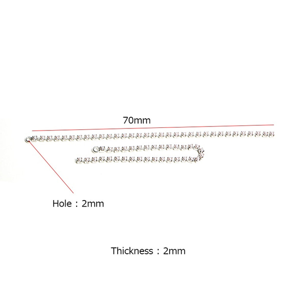 新[4件]約70毫米珍珠鍊厚度約2毫米銀鍊魅力，零件 第1張的照片