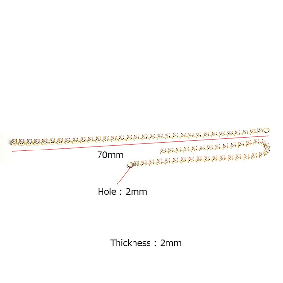 新[4件]約70毫米珍珠鍊厚度約2毫米金鍊魅力，零件 第1張的照片