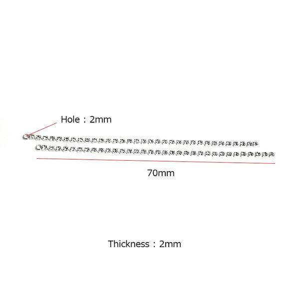 新[4件]約70mm石鏈厚度約2mm銀鍊魅力，零件 第3張的照片