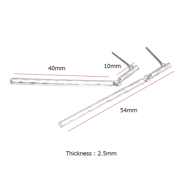 新[1對]鈦芯！ 54mm不均勻極棒泥銀耳環，配件 第4張的照片