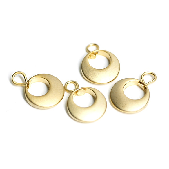 再次上架[4件]約10毫米可愛金圓形圖案飾物的瘋金，零件 第1張的照片