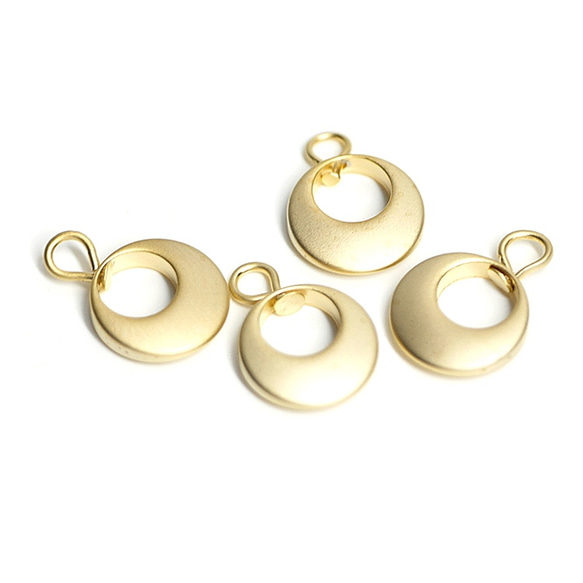再次上架[4件]約10毫米可愛金圓形圖案飾物的瘋金，零件 第2張的照片