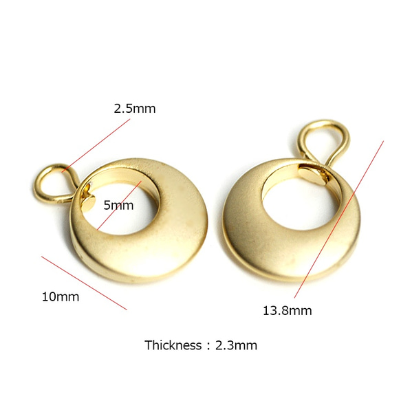 再次上架[4件]約10毫米可愛金圓形圖案飾物的瘋金，零件 第3張的照片