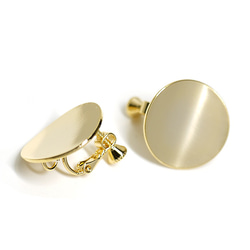 新款[1對]耳環，有光澤的金色約20mm彎曲圓形螺旋彈簧和罐頭 第3張的照片