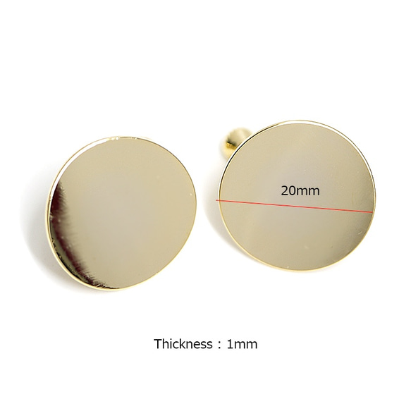 新款[1對]耳環，有光澤的金色約20mm彎曲圓形螺旋彈簧和罐頭 第4張的照片