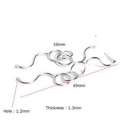 新作【1ペア】SV925芯！揺れるロングウェイブの約65mmマットシルバーピアス、パーツ 3枚目の画像