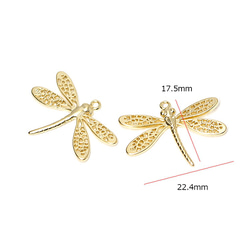 再次上架 [2 件] 帶精緻蜻蜓圖案的啞光金色吊飾，零件 第3張的照片