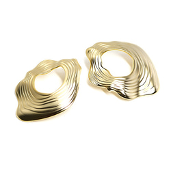 新[1對]鈦芯！啞光金色超大號不規則貝殼圖案耳環，零件 第3張的照片