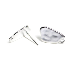 新[1對] 925刻芯！手工製作的不規則設計的亞光銀可以與耳環，零件 第1張的照片
