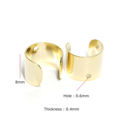 新作【2件】有洞！ 8 毫米簡單亮面金色耳環，零件 第4張的照片
