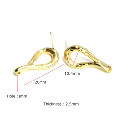 新作【1ペア】925刻印芯！手作り感ある逆ドロップ形マットゴールドカン付きピアス、パーツ 4枚目の画像