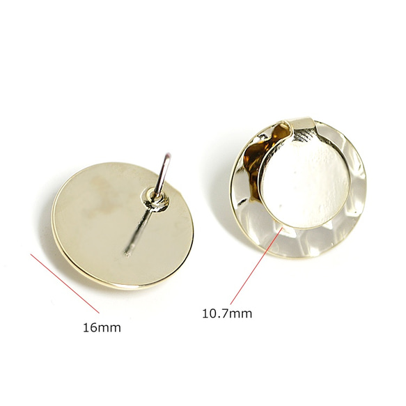 新[1對]鈦芯！圓形光澤金耳環，可用於零件，零件 第3張的照片