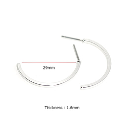 新作【1ペア】華奢なハーフサークル形光沢シルバーチタン芯フープピアス 4枚目の画像