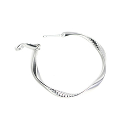 新[1對]鈦芯！ Möbius40毫米啞光銀色環形夾式耳環，配有斜線，零件 第2張的照片