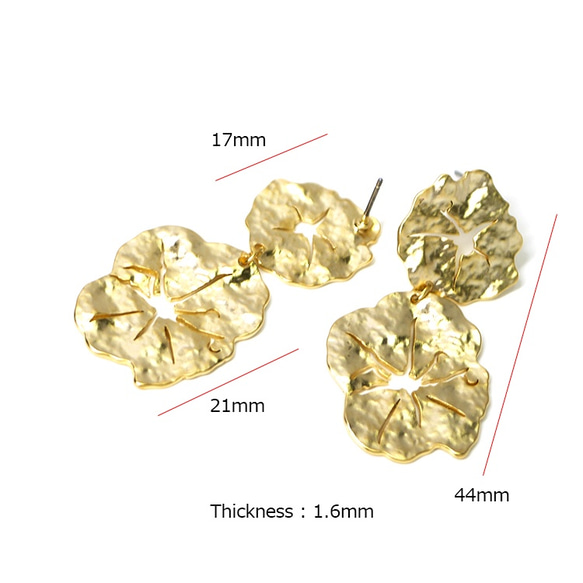 新[1對]鈦芯！啞光金耳環和零件搖擺不同大小的芙蓉 第4張的照片