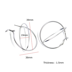 新[1對]亞光銀！立體圓形和橢圓形夾鈦芯耳環，配件 第5張的照片