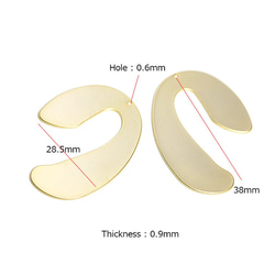 新作【2個入り】約38mm異型デザインの光沢ゴールドチャーム、ペンダント 3枚目の画像
