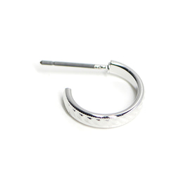 新[1對]光澤銀！約13毫米圈形耳環，精緻的斜線，零件 第3張的照片
