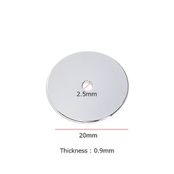 新作【2件】有2.5mm的孔！閃亮的銀色20毫米圓形飾物，零件 第2張的照片