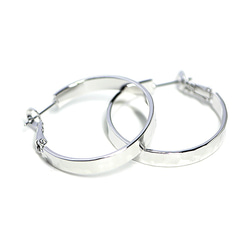 新品[1對]約30mm方形光澤銀色環形夾耳環，零件 第1張的照片