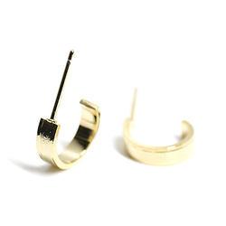 新款[1對]簡約約11毫米圈形耳環，閃亮的金色質感，零件 第3張的照片