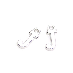 新商品【2件】Petit Capital Letter J~初始光澤銀飾，零件 第3張的照片