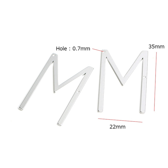 新作【2個入り】大ぶり M〜イニシャルマットシルバーコネクター、チャーム 4枚目の画像