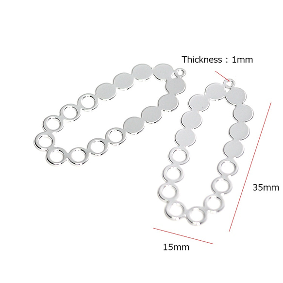 再販【2個入り】光沢シルバーBubble Circle長方形チャーム、パーツ 5枚目の画像