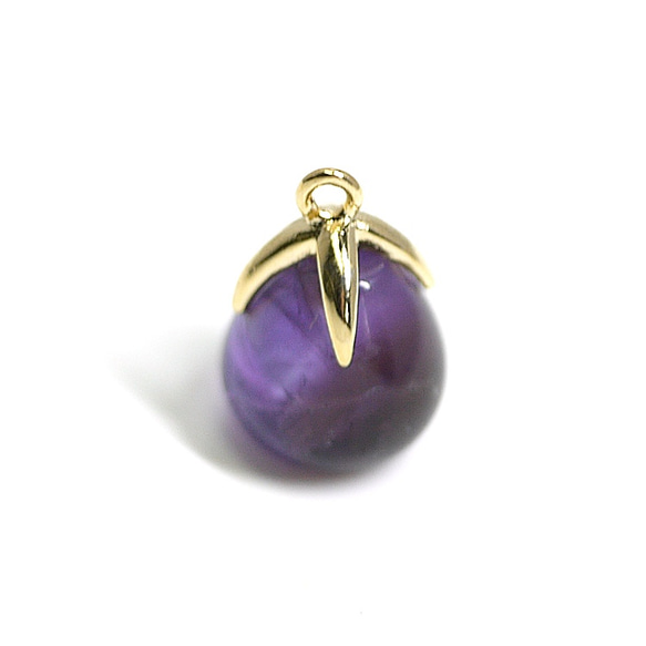 ncsp04【2件】紫水晶天然石！可愛水滴形金飾 NF 第2張的照片