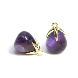 ncsp04【2件】紫水晶天然石！可愛水滴形金飾 NF 第3張的照片