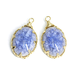 新作品[1 piece]大約20mm Blue Opal Color ROCK GLASS Maron Gold Charm，零 第2張的照片